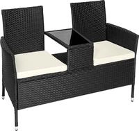 tectake&reg; Rattan Gartensitzbank Narbonne 2-Sitzer, 133 x 63 x 84 cm 6 cm Sitzpolster