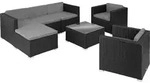 tectake&reg; Rattan Lounge Lignano f&uuml;r 5 bis 6 Personen widerstandsf&auml;hig - Schwarz