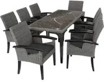 tectake&reg; Rattan Tisch Foggia mit 8 St&uuml;hlen Rosarno mit stabilen Holzgestellen...