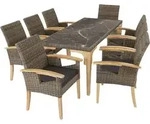 tectake&reg; Rattan Tisch Foggia mit 8 St&uuml;hlen Rosarno mit stabilen Holzgestellen...