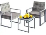 CASARIA&reg; Polyrattan Balkonm&ouml;bel Set f&uuml;r 2 Personen grau - Grau