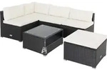 CASARIA&reg; Gartenm&ouml;bel Lounge Set Wetterfest 5 Personen Polyrattan Sicherheitsglas