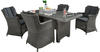 Destiny Sitzgruppe LUNA 4 Sessel + Tisch 165x90x75cm, Polyrattan, vintage grau