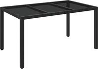 vidaXL Gartentisch mit Glasplatte Schwarz 150x90x75 cm Poly Rattan