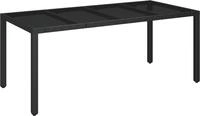 vidaXL Gartentisch mit Glasplatte Schwarz 190x90x75 cm Poly Rattan