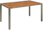 vidaXL Gartentisch mit Holzplatte Grau 150x90x75 cm Poly Rattan