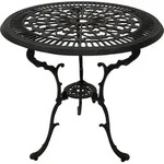 DEGAMO Bistrotisch Gartentisch Tisch Jugendstil 70cm rund, Aluguss grau antik,