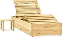 vidaXL Garten-Sonnenliege mit Tisch und Auflage Kiefer Impr&auml;gniert