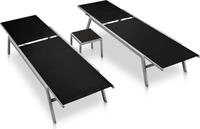 vidaXL Sonnenliegen 2 Stk. mit Tisch Stahl und Textilene Schwarz