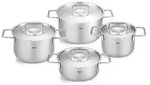 Fissler Pure Collection / Edelstahl-Kochtopfset, 4-teilig, T&ouml;pfe mit Metall-Deckel