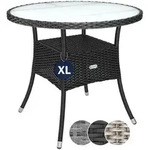 CASARIA&reg; Polyrattan Gartentisch 80 cm Rund Schwarz - Schwarz