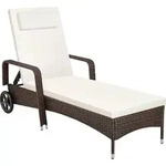 tectake&reg; Rattan Sonnenliege 200 x 70 x 33 cm - Braun