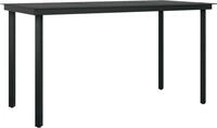 vidaXL Garten-Esstisch Schwarz 140x70x74 cm Stahl und Glas