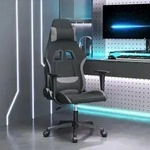 vidaXL Gaming-Stuhl mit Massagefunktion Schwarz und Hellgrau Stoff - Grau