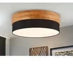 Deckenleuchte Holz & Stoffschirm Schwarz &Oslash; 50cm - Hellbraun
