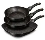 Berlinger Haus Black Rose Bratpfannenset + Grillpfanne 20-24-28cm Induktion Aluminium