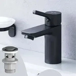 AM.PM Badarmatur mit Pop-Up Ablaufventil f&uuml;r Waschbecken Wasserhahn Bad Schwarz