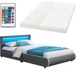 Juskys Polsterbett Sevilla 140 x 200 cm mit Matratze, Lattenrost, LED...