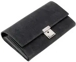 Alassio Kellnerb&ouml;rse aus Hunter-Leder grau mit Metallkette - Schwarz