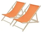 ECD Germany 2x Liegestuhl klappbar aus Holz, Orange, bis 120kg, 3...