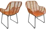 SIT M&ouml;bel Rattan-Armlehnstuhl | 2er Set | natur | Kufengestell Metall schwarz...