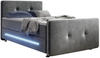 Juskys Boxspringbett Houston 120x200 cm – Einzelbett mit LED-Beleuchtung, Topper &