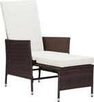 vidaXL Garten-Liegestuhl mit Auflagen Poly Rattan Braun