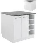 K&uuml;cheninsel Vicco Fame-Line Wei&szlig; Hochglanz/Wei&szlig; 90 cm ohne Arbeitsplatte,...