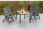 Merxx Gartenm&ouml;bel Set Tilos 9tlg., 4 Klappsessel inkl. Kissen, Ausziehtisch 150/200