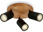 Deckenlampe Vintage schwenkbar, Holzbasis, GU10 Fassung, Deckenstrahler,