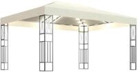 vidaXL Pavillon mit LED-Lichterkette 3x4 m Creme Stoff