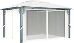 vidaXL Pavillon mit Vorh&auml;ngen 400 x 300 cm Creme Aluminium