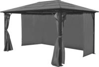 vidaXL Pavillon mit Vorh&auml;ngen Anthrazit Aluminium 400 x 300 cm