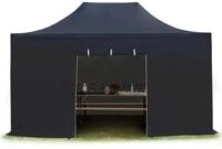 TOOLPORT 3x4,5m Stahl Faltpavillon, inkl. 4 Seitenteile, schwarz