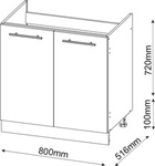 Sp&uuml;lenunterschrank Vicco Fame-Line Wei&szlig; Hochglanz 80 cm ohne Arbeitsplatte,...