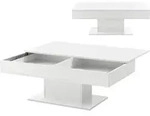 Couchtisch 'L&uuml;nen' mit 2 Stauf&auml;chern 40 x 110 x 60 cm Wei&szlig; Hochglanz - Wei&szlig;