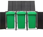 vidaXL M&uuml;lltonnenbox f&uuml;r 3 Tonnen Schwarz 207x80x117 cm Poly Rattan - Schwarz