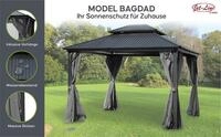 Pavillon Gartenpavillon 3,65x3,65m BAGDAD anthrazit aus Aluminium mit Hardtop aus
