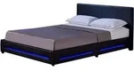 HOME DELUXE - LED Bett Asteroid - Schwarz, 140 x 200 cm - Inkl. Matratze und