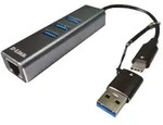 D-Link DUB-2332 USB-C Gigabit Adapter, mit 3x USB 3.0 Ports - Grau