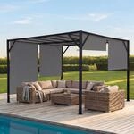Pergola Baia, Garten Pavillon Terrassen&uuml;berdachung, stabiles 6cm-Stahl-Gestell...