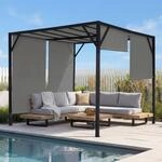 Pergola Baia, Garten Pavillon Terrassen&uuml;berdachung, stabiles 6cm-Stahl-Gestell...