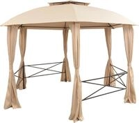 vidaXL Gartenpavillon mit Vorh&auml;ngen Hexagonal 360x265 cm