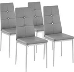 tectake&reg; Esszimmerstuhl Julien gepolstert mit Kunstlederbezug 40 x 42 x 97 cm - Grau