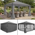 Pergola Cadiz, Garten Pavillon, stabiles 7cm-Gestell mit Seitenwand +...