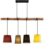 Lindby H&auml;ngeleuchte Moskau , bunt, Textil, Holz, E27, 116 cm - Hellbraun