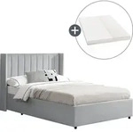 Juskys Polsterbett Savona 140x200 cm mit Matratze - Bett mit Stauraum,...