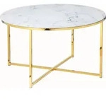 SalesFever Couchtisch 80 cm | Glasplatte foliert in Marmor-Optik | Gestell...