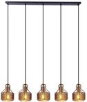 Pendelleuchte - 5er Pendelleuchte "FORO" L: 96cm schwarz/golden, H&auml;ngelampe im