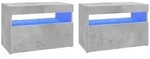 vidaXL TV-Schr&auml;nke LED-Leuchten 2 Stk. Betongrau 60x35x40 cm - Grau